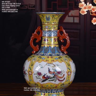 BÌNH BỔ Ô HỌA TIẾT TỨ QUÝ - SẢN PHẨM GỐM SỨ THỦ CÔNG CAO CẤP - QUÀ TẶNG SANG TRỌNG VÀ ĐẲNG CẤP